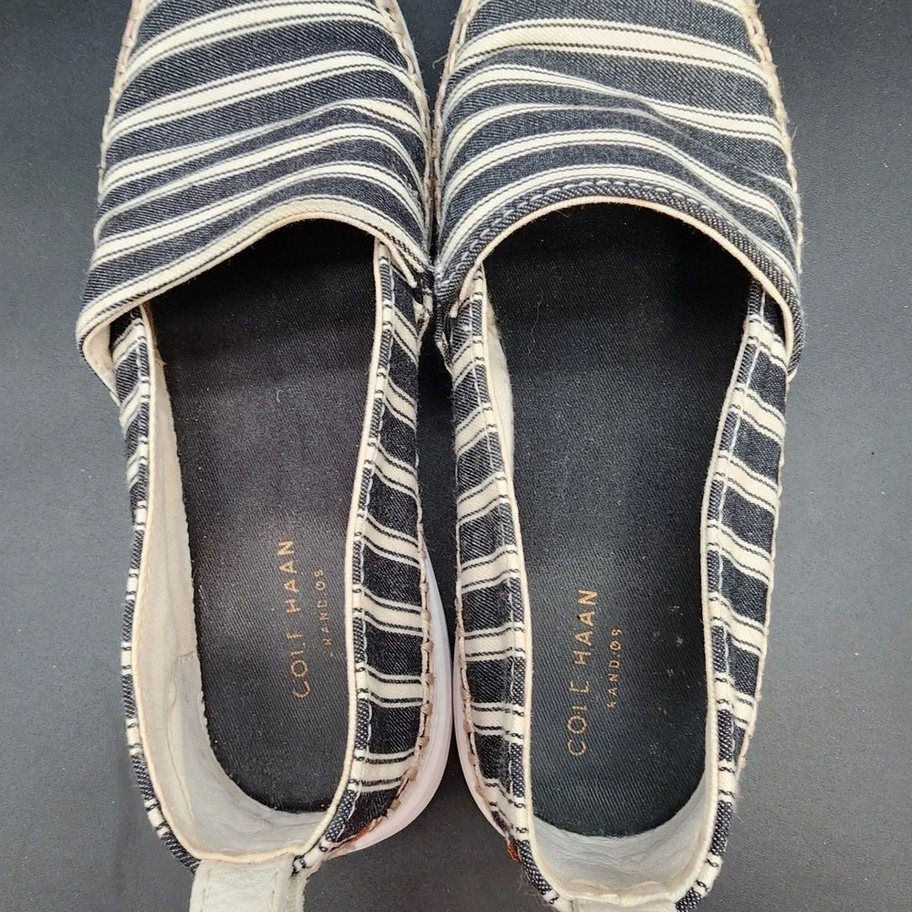 Cole Haan 8B Blue White Striped Espadrille Grand Slip On Loafer Coastal Preppy